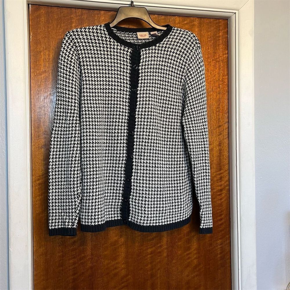 Collection B Black and White Houndstooth Cardigan